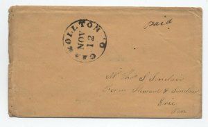 1850s Carrollton Ohio stampless cover black CDS circular rate [5775.218]