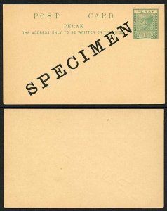 Perak Postcard opt SPECIMEN (Large type)