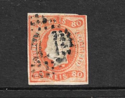 PORTUGAL 1866 80r ORANGE  IMPERF KL  FU SG 43 