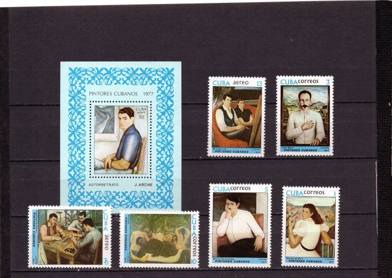 CUBA 1977 ART/PAINTINGS SET OF 6 STAMPS & S/S MNH