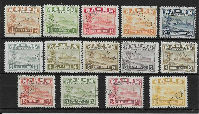 NAURU SG26Bc/39B 1937-48 DEFINITIVE SET ON WHITE PAPER USED