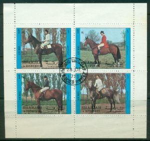 Sharjah 1972 Mi#1296-1299 Horses sheetlet CTO