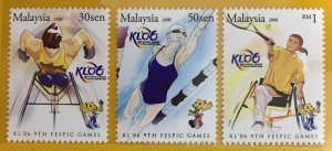 Malaysia 2006 9th FESPIC Games Kuala Lumpur Set of 3V SG#1362-4 MNH