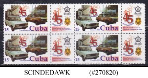 CUBA - 2004 45TH ANNIV. OF THE STATE SECURITY DEPARTMENT / CARS BLK-4 MNH