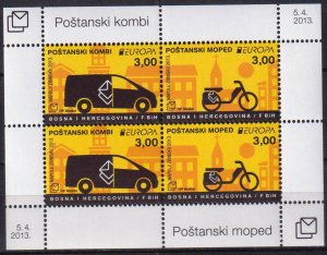 Bosnia / Croatian Post 2013 Europa CEPT Post Man Van Cars Mi.Bl.29 Sheet MNH