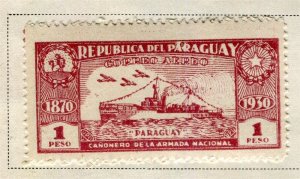 PARAGUAY; 1930-37 early Anniversary 1870 AIRMAIL issue Mint hinged 1P. value