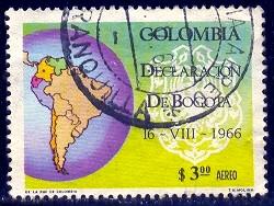 Map of South America & Arms, Colombia stamp SC#C488 used