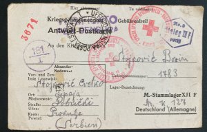 1941 Servia To Germany Stalag 12F POW Prisoner of War Postcard Cover Bozim