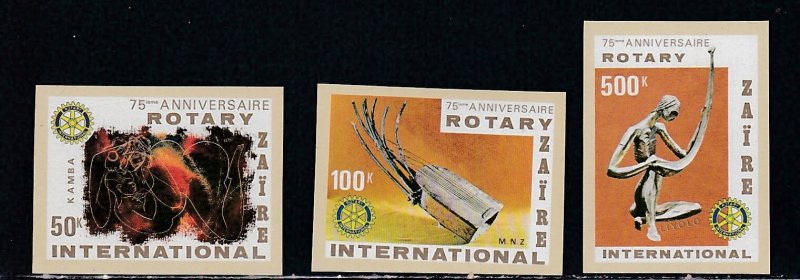 Zaire # 971-973, Rotary Anniversary, Imperf Set, Mint NH
