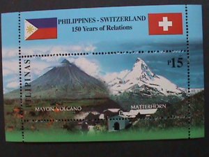 ​PHILIPPINES-2001-150TH YEARS-RELATIONSHIP WITH SWITZERLAND MNH S/S VERY FINE