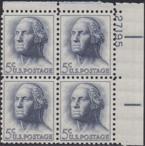 1213 Washington Plate Block MNH