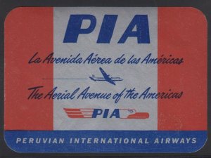 PERU 1940 AIRMAIL EYECATCHING LABEL FROM PIA PERUVIAN INTERNATIONAL AIRWAYS NH