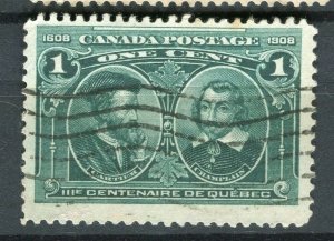 CANADA; 1908 early Quebec issue fine used 1c. value
