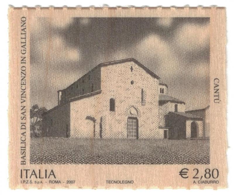 ITALY 2007 Basilica San Vincenzo wood stamp self-adhesive / B17215