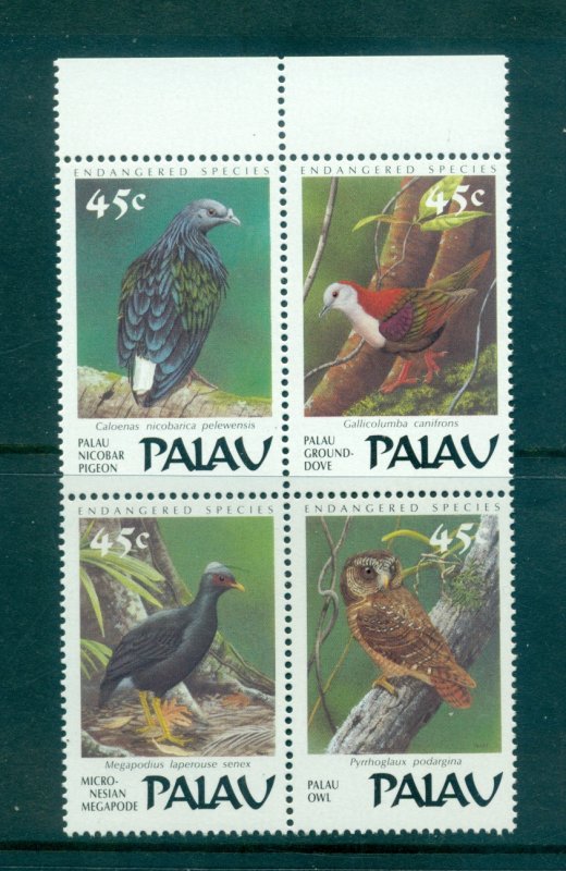 Palau - Sc# 207a. 1989 Birds.  MNH Block of 4. $4.00.