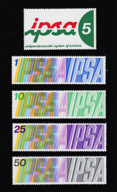 IPSA INDEPENDENT POSTAL SYSTEM OF AMERICA SET OF 5 MNH-OG 1973