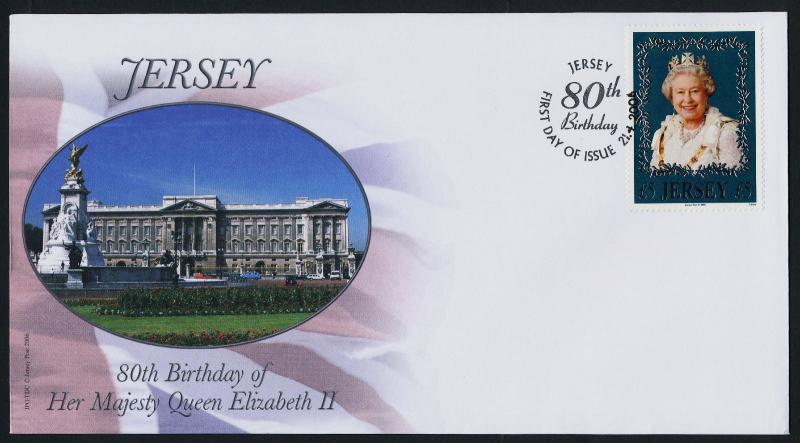 Jersey 1215a on FDC Queen Elizabeth 80th Birthday