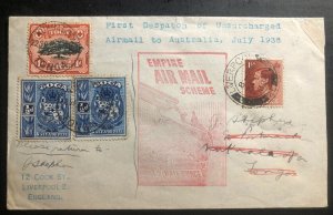 1938 Liverpool England  First Flight Airmail Cover FFC To Nuku’alofa Tonga