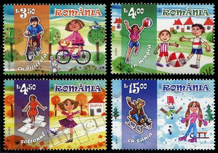 HERRICKSTAMP NEW ISSUES ROMANIA Sc.# 5954-57 Children's Games (Drawings)