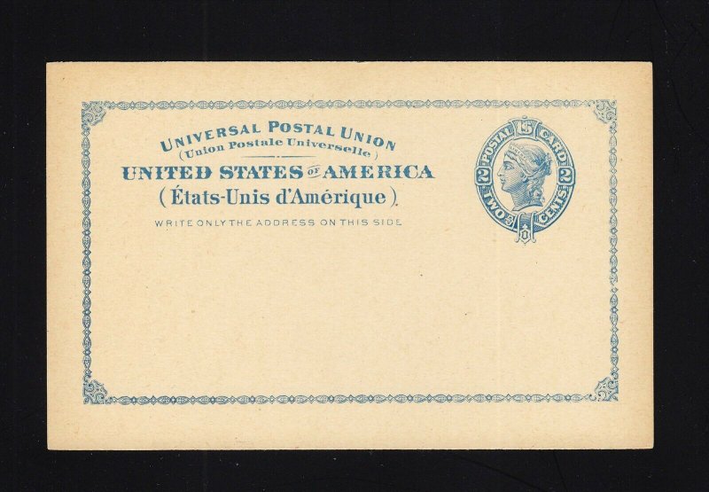 UX13 2c Large Border INTERNATIONAL Mint Postal Card, Scott $250.00