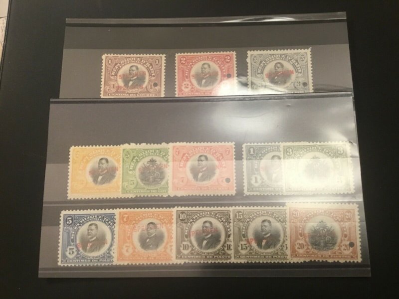 ICOLLECTZONE Haiti 1914 set of 13 stamps ovpt. SPECIMEN from ABNC