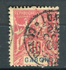 FRENCH COLONIES; GABON 1890s classic Tablet type used 10c. value Postmark