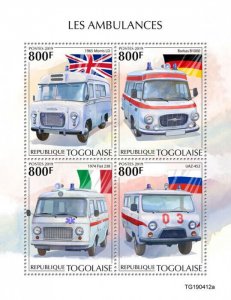 Togo 2019 MNH Special Transport Stamps Ambulances Morris LD Barkas Fiat 4v M/S