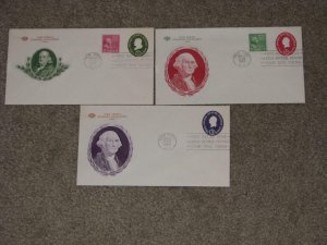 FDC STAMPED ENVELOPES U532-U534, ASDA, NOV. 16, 1950, FRANKLIN & WASHINGTON