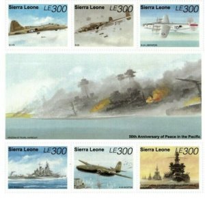 Sierra Leone 1995 - VJ Day, 50 Years, WW2 - Sheet of 6v - Scott 1804 - MNH