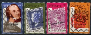 Dominica #663A-D* NH CV $3.00 Rowland Hill stamp-on-stamp set complete