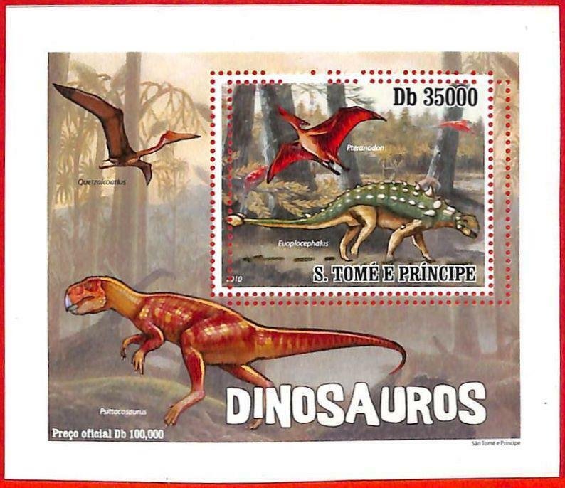 A3245- SAO TOME & PRINCIPE, ERROR MISPERF Souvenir s: 2010 Dinosaurs, Prehistory