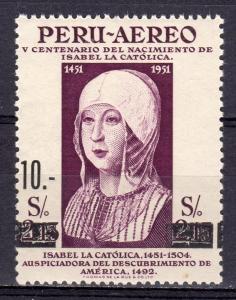 Peru 1977 Sc#C475 Queen Isabella of Spain ovpt.new value (1) MNH