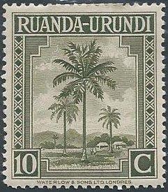 Ruanda-Urundi 69 (mhr) 10c oil palms, ol grn (1942)