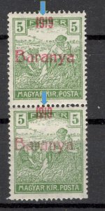 Hungary Serbia Baranya-MNH PAIR-ERROR, DIFFERENT COLOR AND POSITION OVPT-1916/18