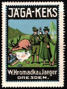 Vintage Germany Poster Stamp Jäga-Keks (Biscuits) W. Hromadka & Jaeger, Dresden