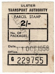 (I.B) Ulster Transport Authority Railway (N. Ireland) : Parcel 2/- (Belfast)