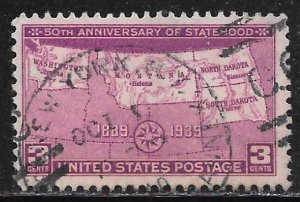 USA 858: 3c North and South Dakota, Montana and Washington, used, F-VF