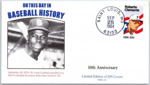 U.S. FIRST DAY COVER ST. LOUIS CARDINALS LOU BROCK EXTENDS STOLEN BASES TO 118