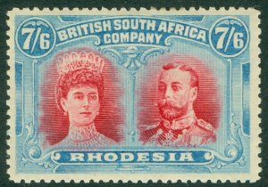 SG 160b Rhodesia 7/6 carmine & pale blue. Mounted mint. A very fresh, well...