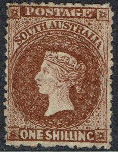 SOUTH AUSTRALIA 1876 QV 1/- RED BORWN WMK BROAD STAR