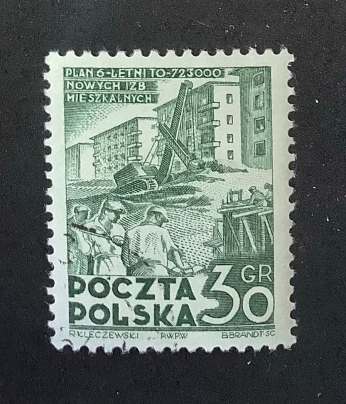 Poland 1951-52  Scott 528 MNH - 30g, Housing construction,  Six Years Plan