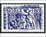 Norway Used NK 870   Norden- Old applied 19th Century Art Blue violet 1.8 Krone