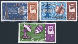 Qatar 61-63, MNH. Mi 64-66. ITU-100, 1965. Tokyo Olympic Games, Satellites.