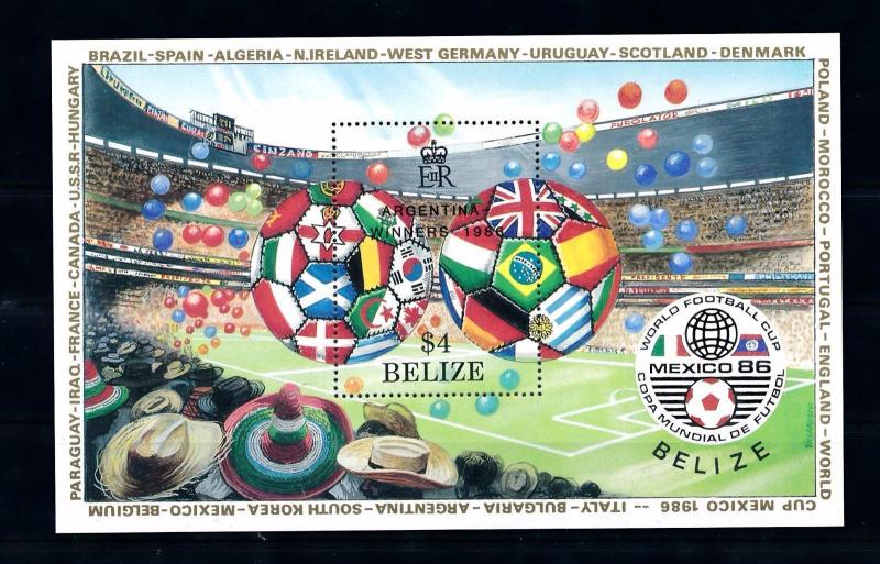 [60577] Belize 1986 World Cup Soccer Football Ovp Argentina winners MNH Sheet