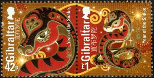 Gibraltar #1364 Se-tenant pair MNH - Lunar New Year of the Snake (2013)