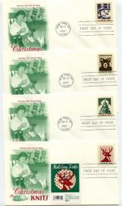 4207-10 41c Christmas 2007 Holiday Knits, CB, set of 4 Artcraft FDCs