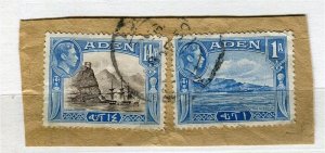 ADEN; 1938 early GVI issue 1a. x2 on small Postmark Piece