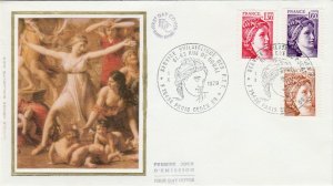 FRANCE - 1977 Yv.2059/61 enveloppe 1er jour FDC 1,30, 1,60 & 1,80 Sabine (Soie)