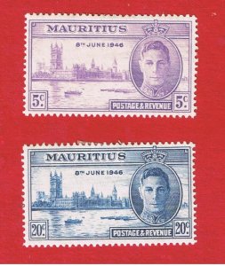 Mauritius #223-224  MVFLH OG   Peace Issue    Free S/H