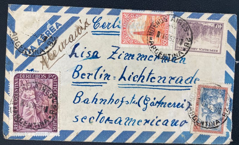 1952 Buenos Aires Argentina Airmail Cover To Berlin Germany